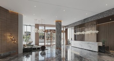 现代轻奢酒店大堂3D模型下载